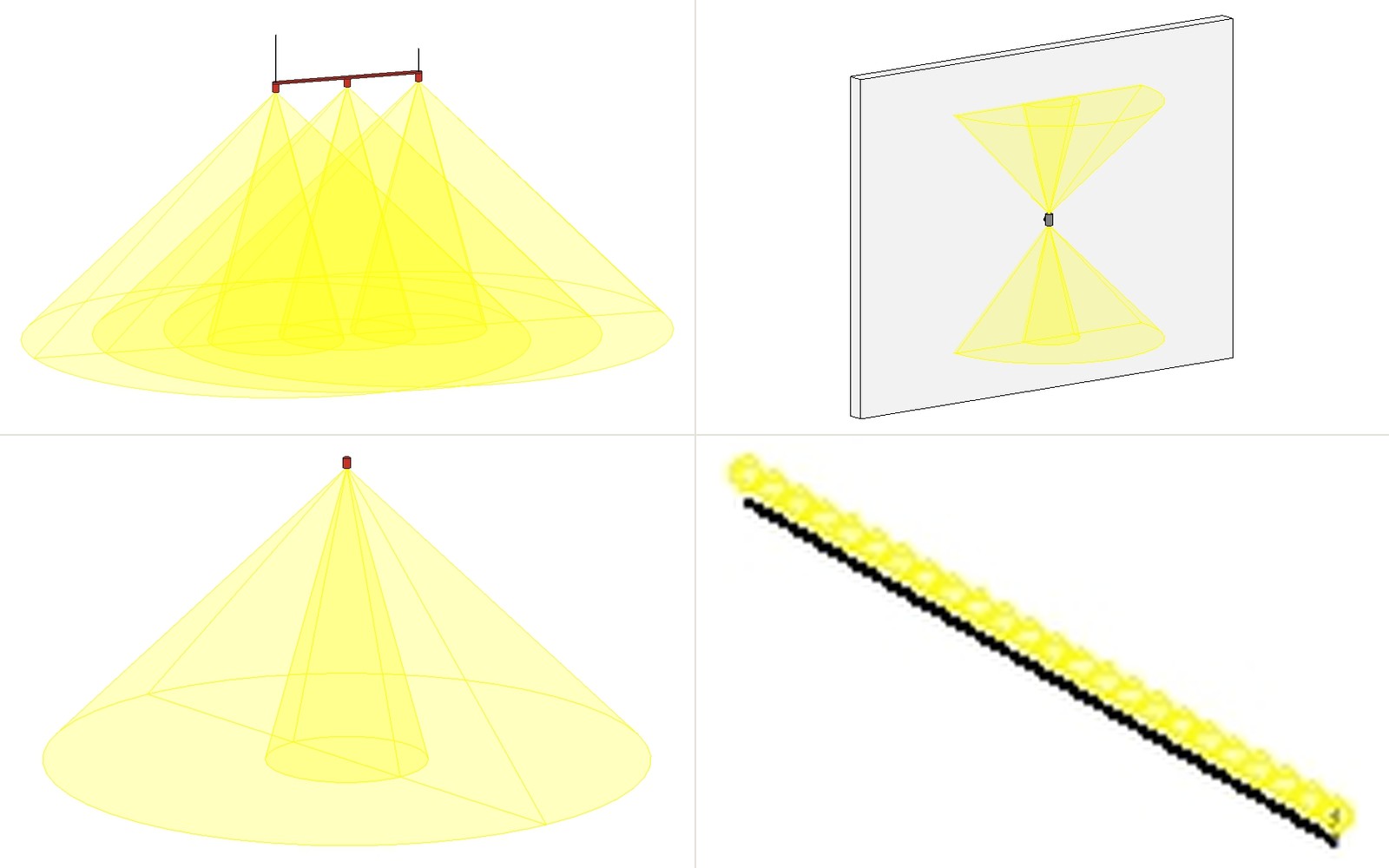 Faretti, applique, strip led e binario modellati nel Modulo Intermedio